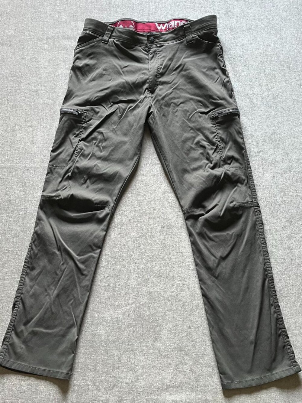 Wrangler Utility Pants Men 38x32 Gray Outdoor Zipper Pocket Workwear Hiking Fish